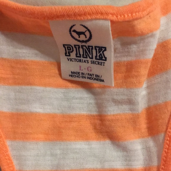 Orange and white PINK VS razor back tank top - Picture 2 of 2
